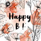 Happy Birthday avec des fleurs d&eacute;licates